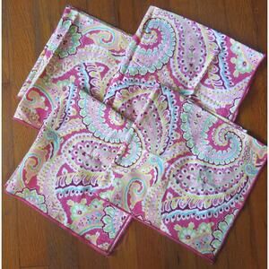 VERA BRADLEY Capri Melon Paisley Pink Set of 4 Napkins Fabric 19.5"x19.5"Retired